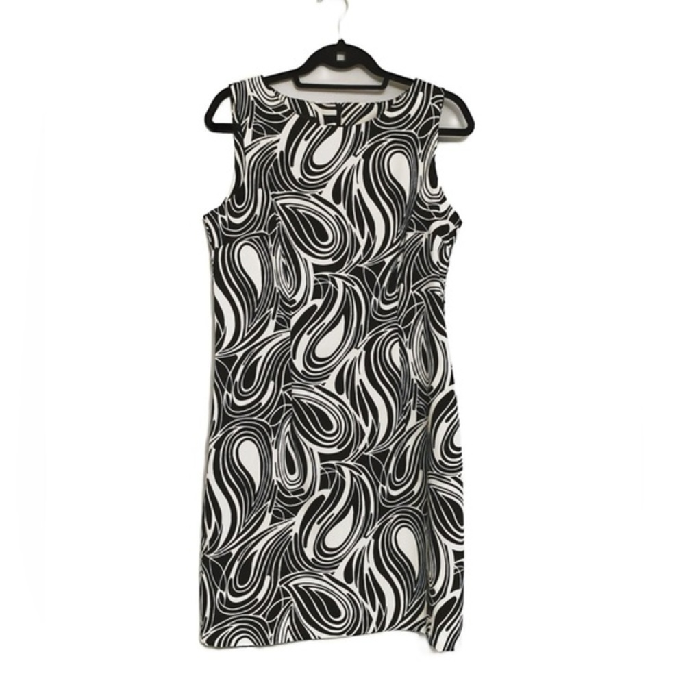 AGB Women's Sheath Dress Size 12 Black White Swirl Print Retro/Vintage-Looking